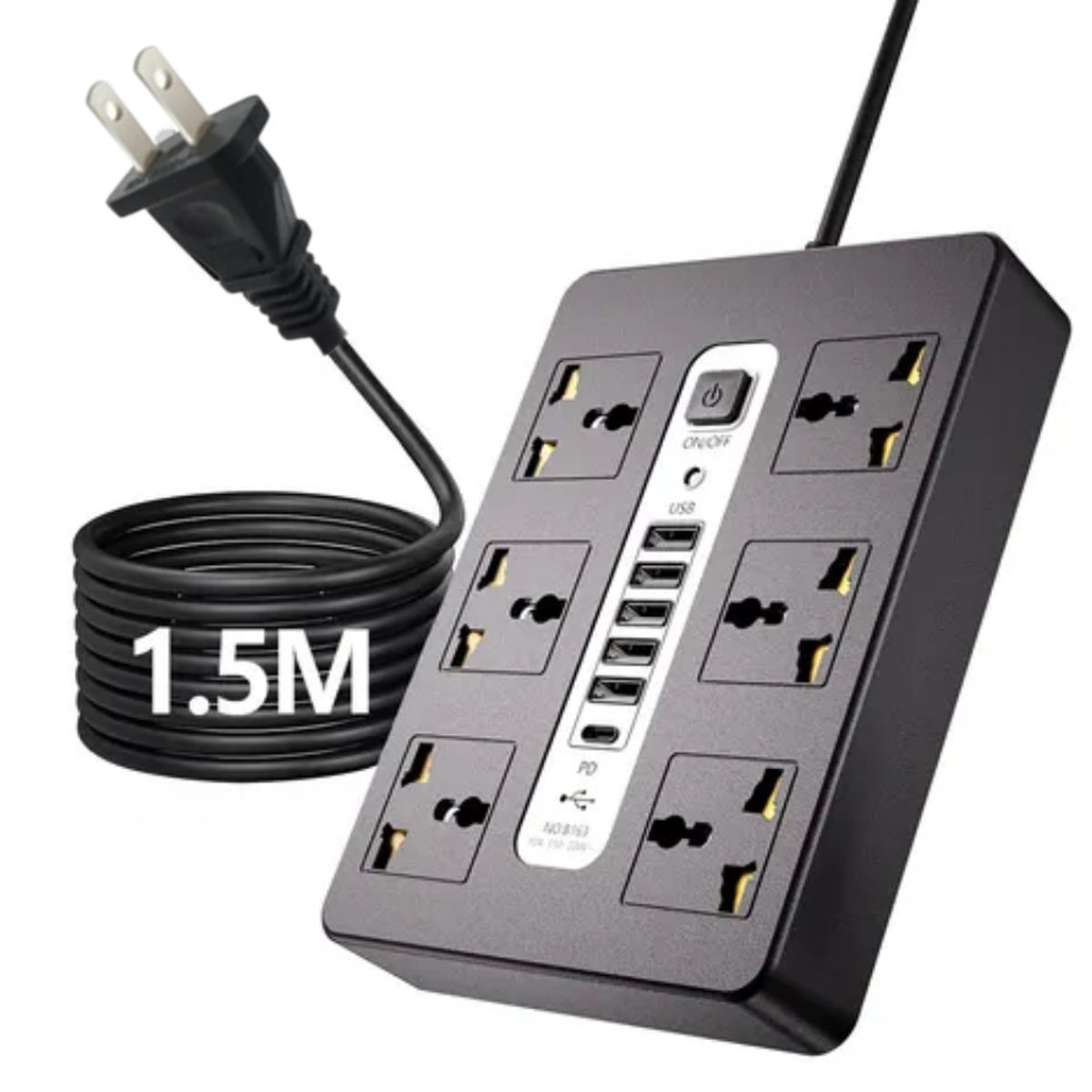 SEISA - Extensión Cargador Multifuncional GK A39 Negro con Puertos USB y Protección Eléctrica
