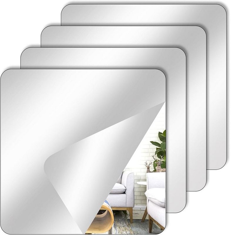 GENERICO - Espejo adhesivo de pared cuadrado 20cm x 20cm Set de 6 und.