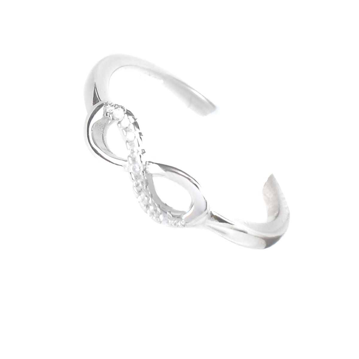 CLEO JOYAS & ACCESORIOS - Anillo Regulable Ava Infinito Cristales Plata