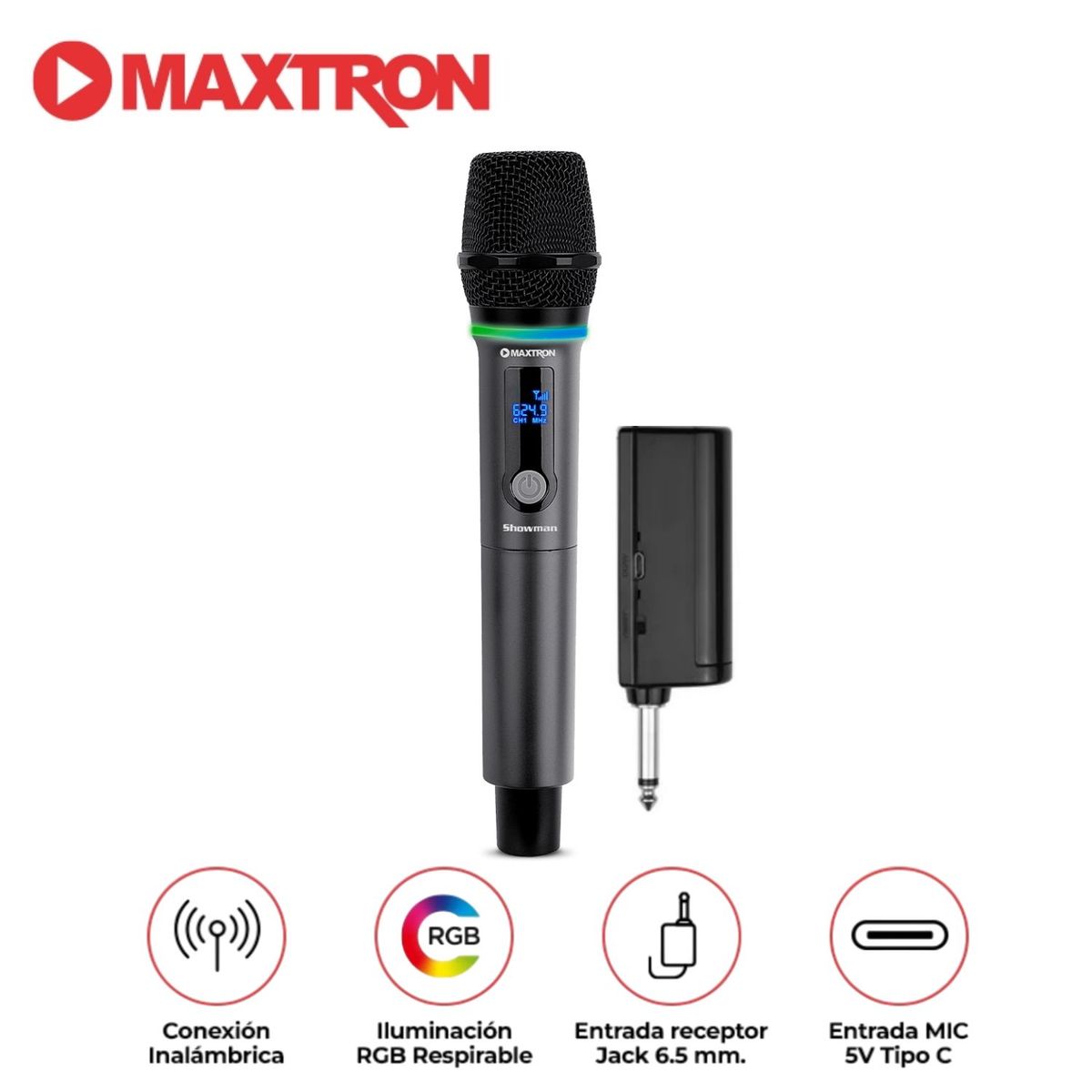MAXTRON - Micrófono Inalámbrico Recargable Maxtron MX 768WL Showman Inalámbrico
