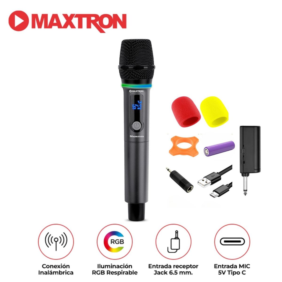 MAXTRON - Micrófono Inalámbrico Recargable Maxtron MX 768WL Showman Wifi 2.4