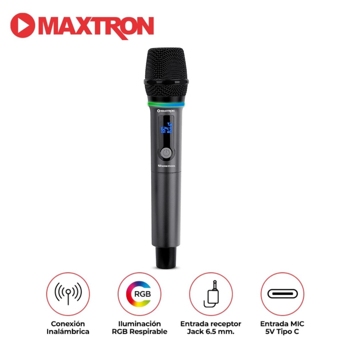 MAXTRON - Micrófono Inalámbrico Recargable Maxtron MX 768WL Showman