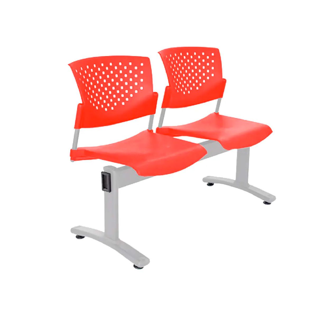 OFIDEAS - Banqueta De Espera Butterfly 2 Asientos Rojo Estructura Gris Ofideas