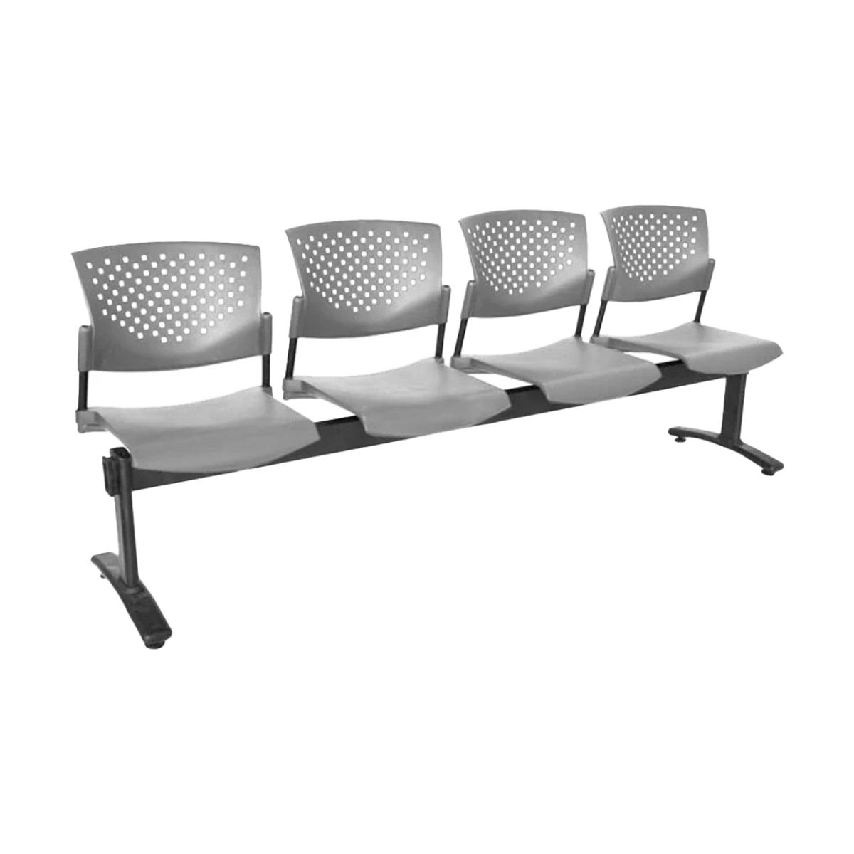 OFIDEAS - Banqueta De Espera Butterfly 4 Asientos Gris Estructura Negro Ofideas