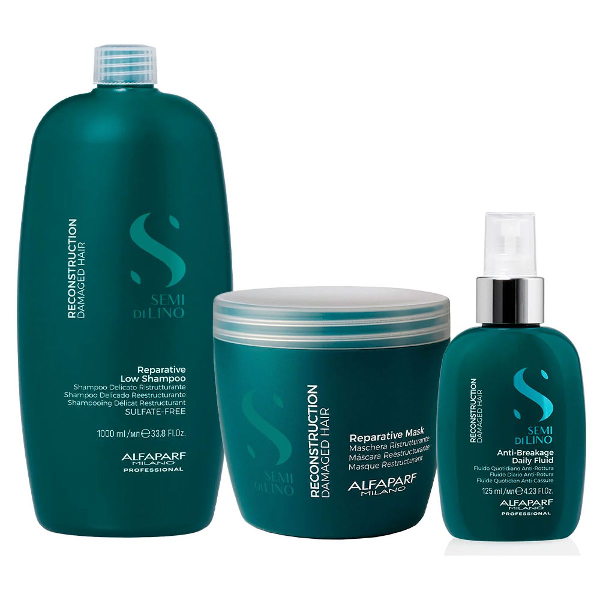ALFAPARF MILANO - Reparative Low Alfaparf Shampoo 1000ml + Mask 500ml + Fluid 125 ml