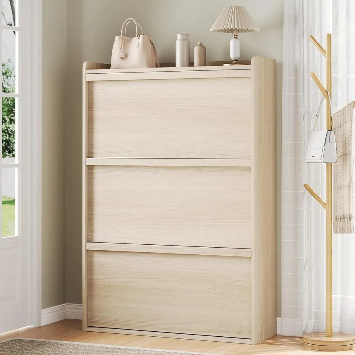 TU MESITA - Zapatera Moderna Fernanda 3 Puertas color Manzano TU MESITA