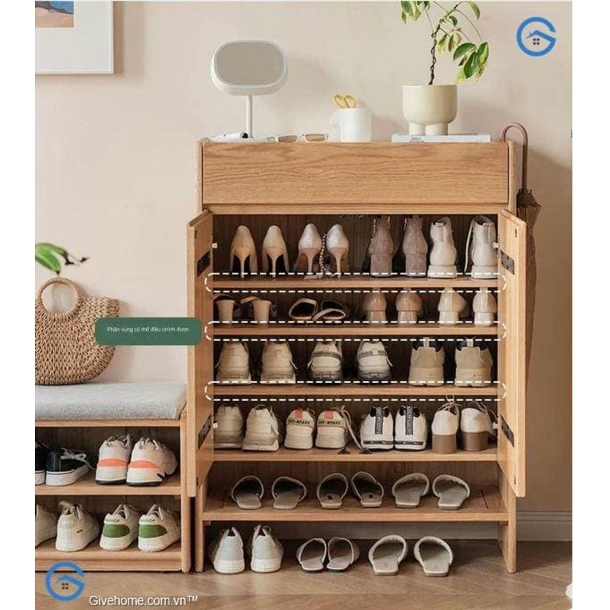 TU MESITA - Zapatera Moderna Michell 1 Cajón 2 Puertas Color Panela TU MESITA