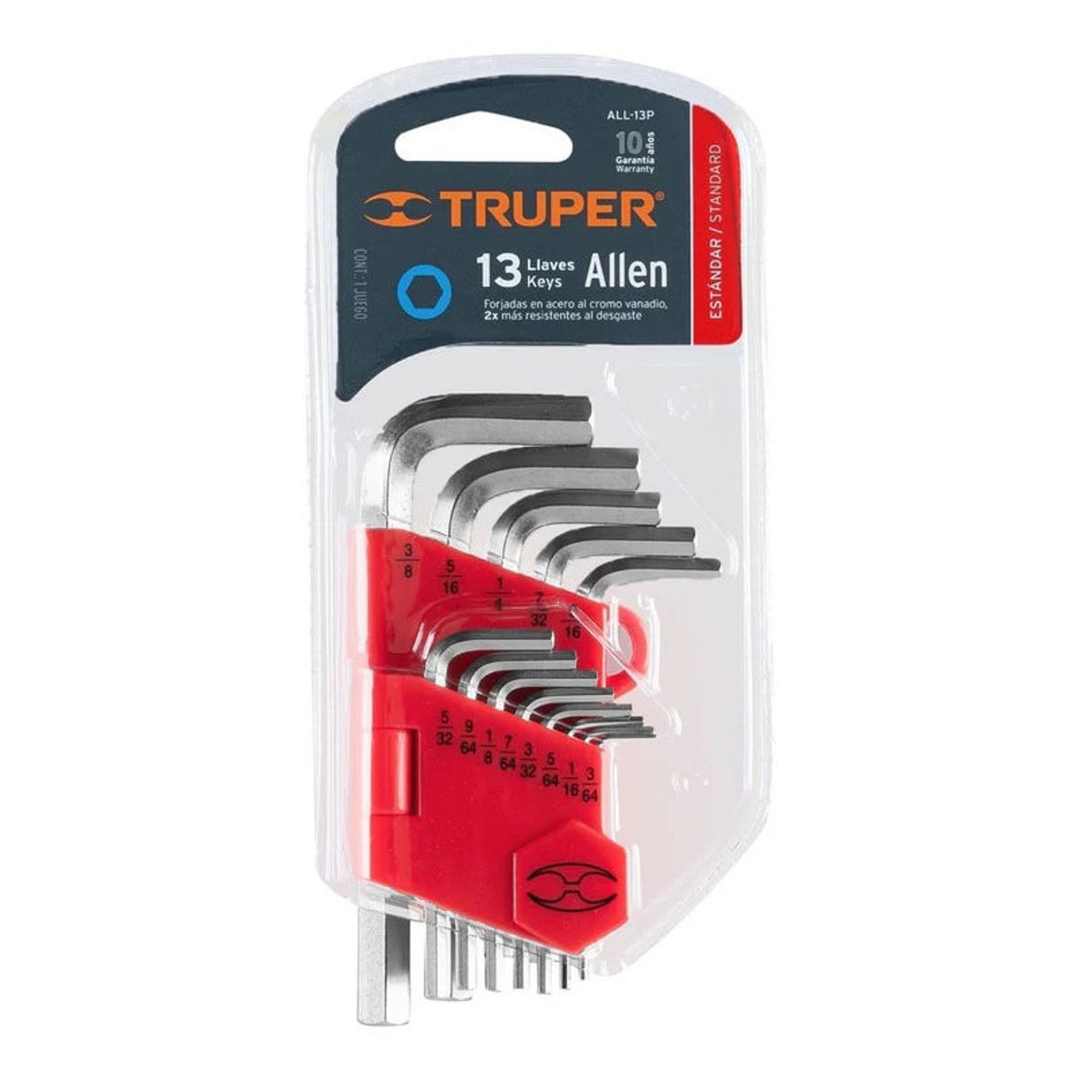TRUPER - Juegos de 13 Llaves Allen Pulgadas Hexagonal Truper - 15545