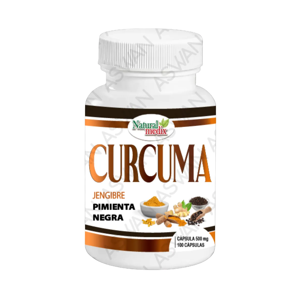 GENERICO - Curcuma Jengibre y Pimienta Negra 100 capsulas - NATURAL MEDIX
