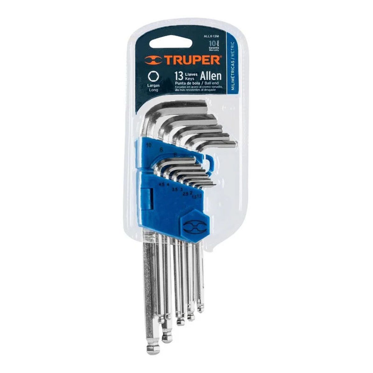 TRUPER - Llaves Allen Milimétricas Xlargas Punta De Bola 13pzs Truper - 13646