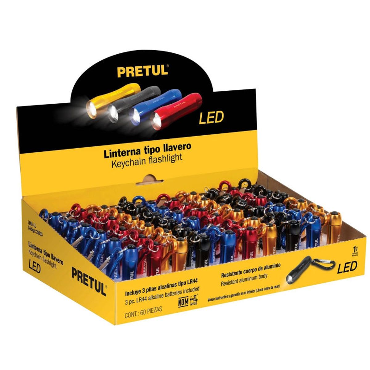 PRETUL - Llavero tipo linterna con LED incluye pila LR44 - 26003