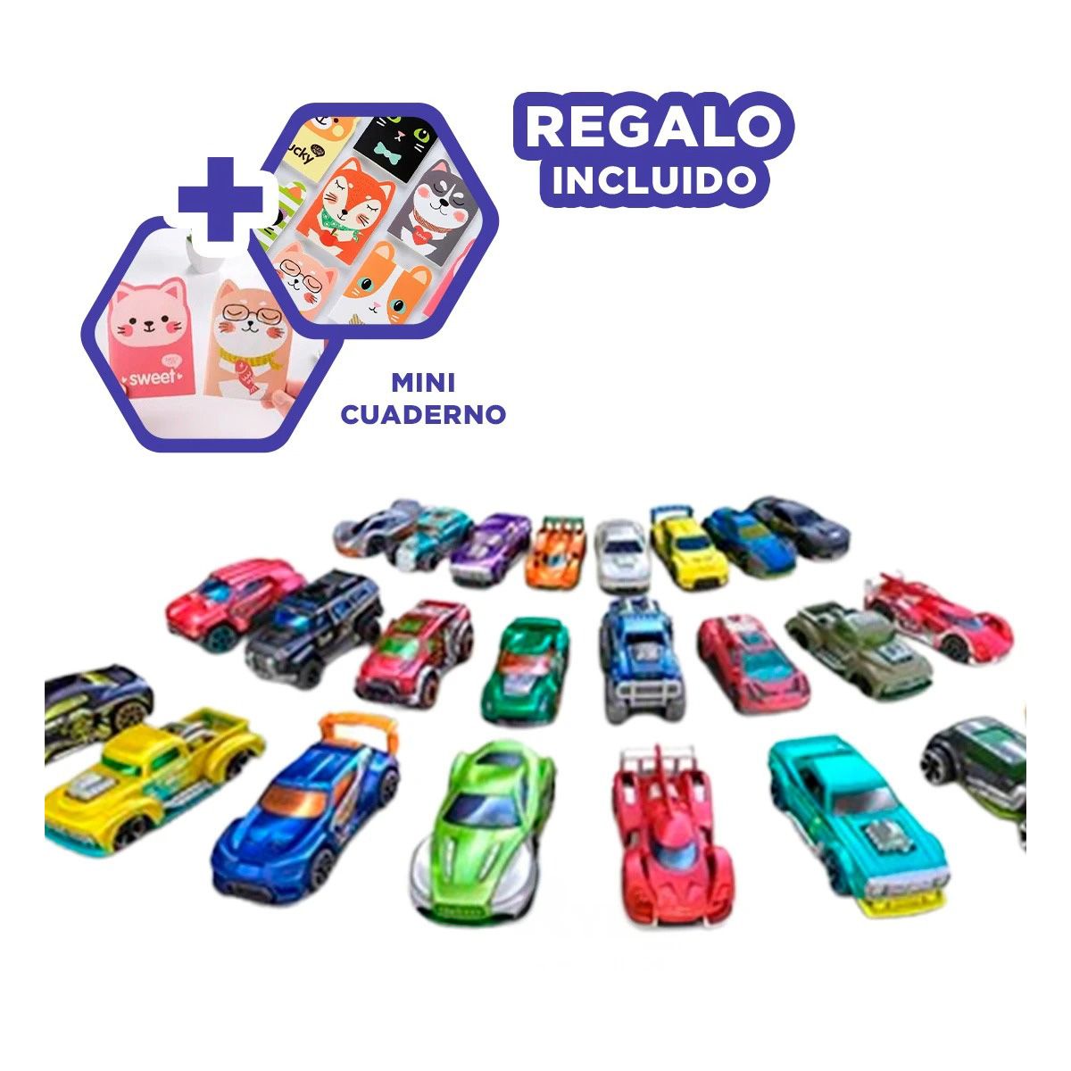 GENERICO - Pack12 Pack de Juguetes de Carritos Niños Y+Regalo Agendita
