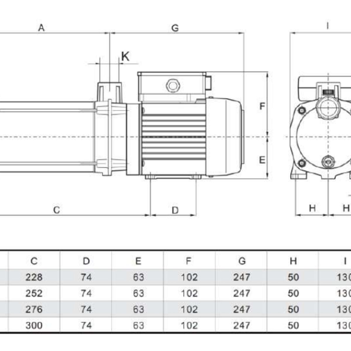 GLONG - ELECTROBOMBA MULTIETAPICA 0.5 HP 220V SUCC Y DESC 1" X 1" GLONG