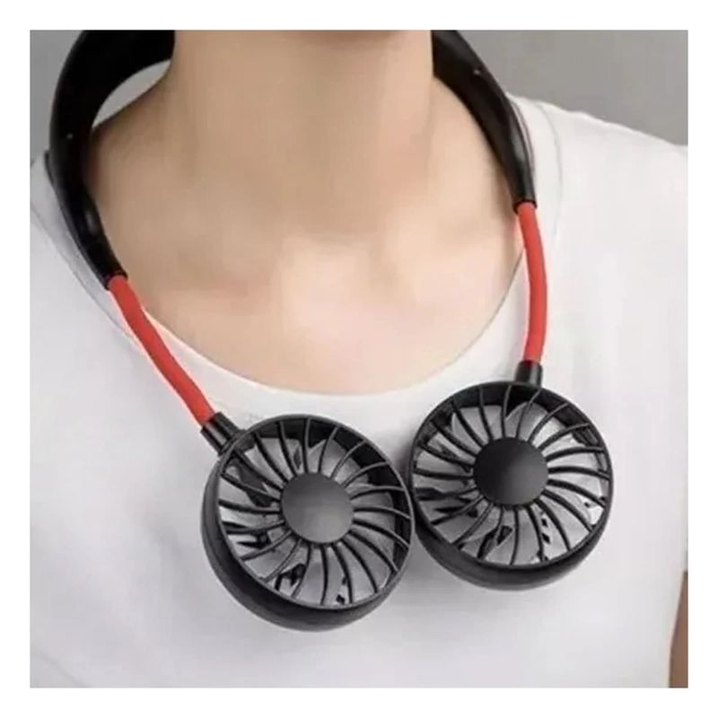 GENERICO - Pack4 Ventilador Amoldable de Cuello Negro Y+Ligas de Regalo