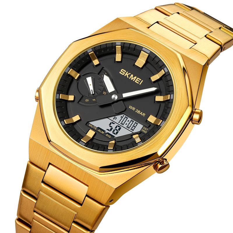 SKMEI - Reloj Skmei 1816 Dorado Digital Analogo Hora Mundial