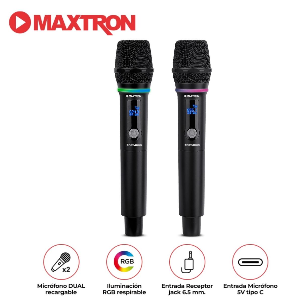 MAXTRON - Micrófono Dual Maxtron MX7268WL Showman Inalámbrico