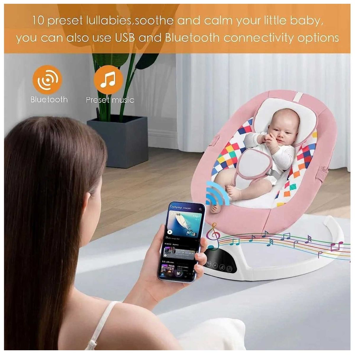 GENERICO - Silla Mecedora Electrica para bebe con BLUETOOTH