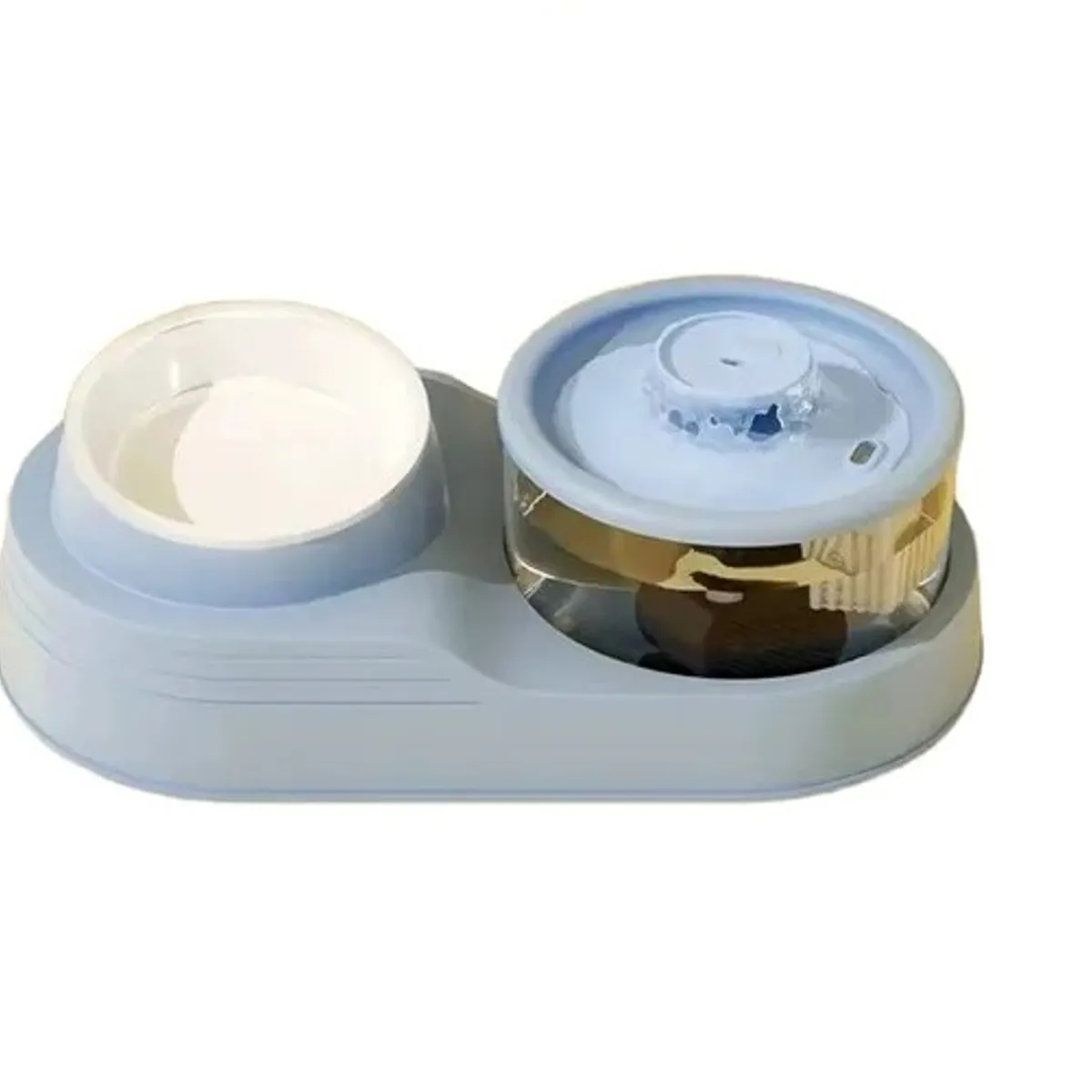 GENERICO - BEBEDERO AUTOMÁTICO CON COMEDERO - AZUL ACERO