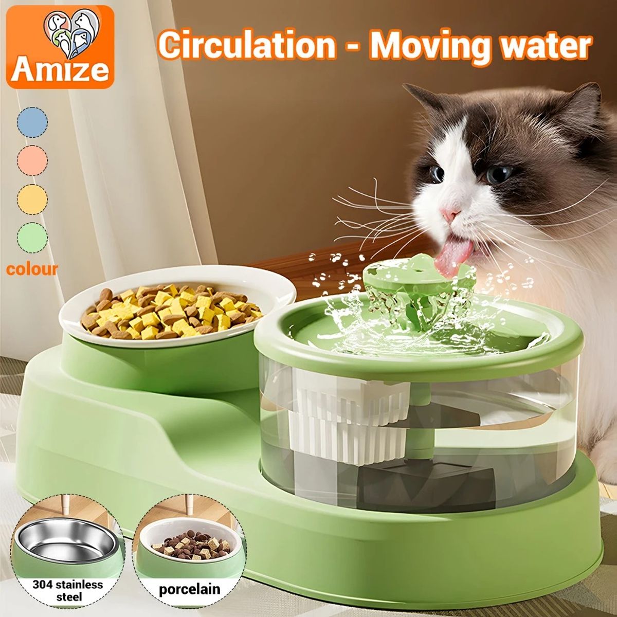 GENERICO - BEBEDERO AUTOMÁTICO CON COMEDERO - VERDE