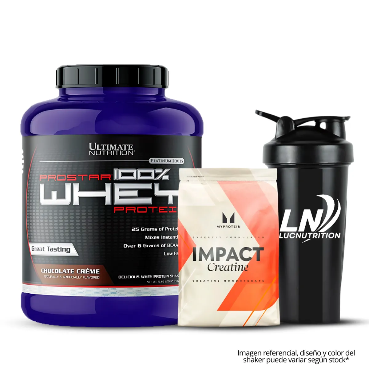 ULTIMATE NUTRITION - Prostar 100 % Whey 5 LB Chocolate Crema + Creatina Myprotein 250 g + shaker