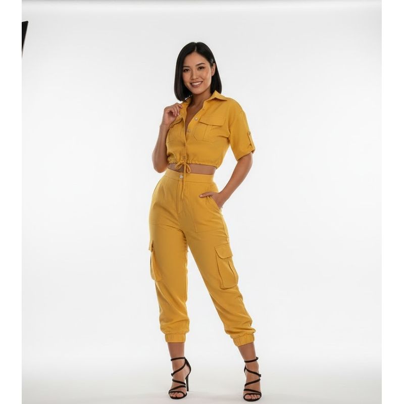 GENERICO - Conjunto Blusa+Pantalón dama Mostaza