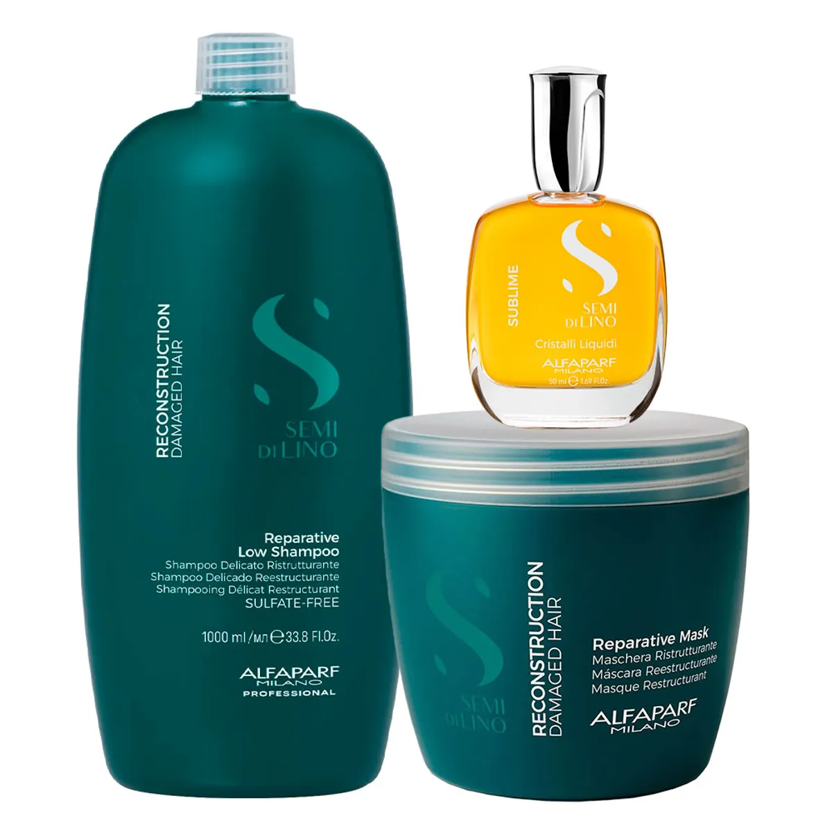 ALFAPARF MILANO - Reparative Alfaparf Shampoo 1000ml + Mask 500ml + Serum 50ml
