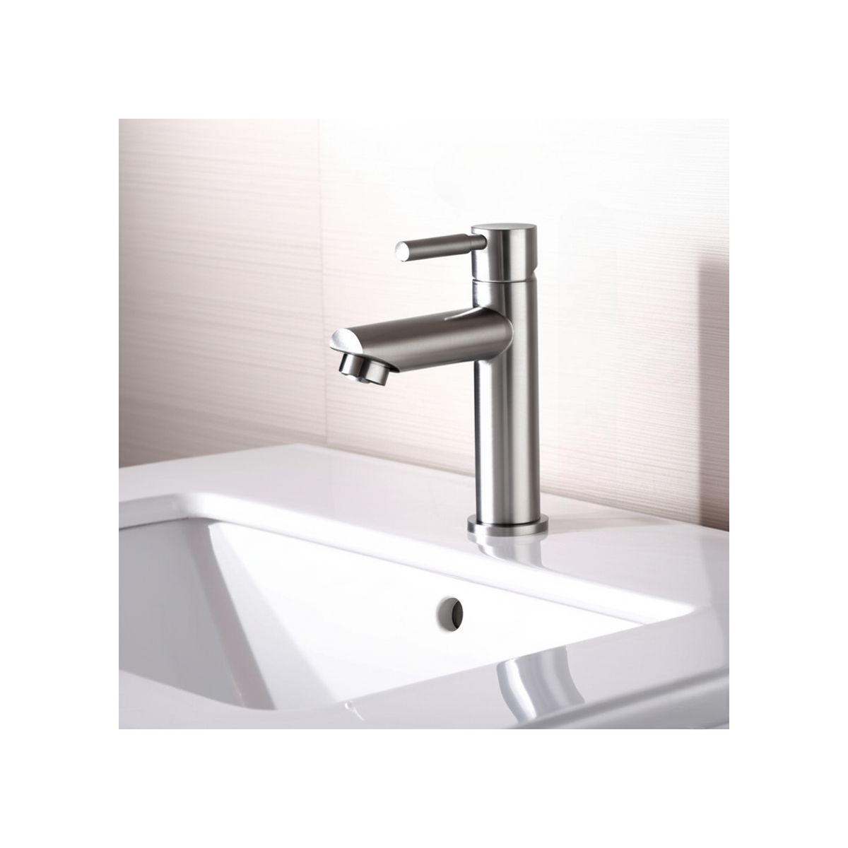 GENERICO - Grifería Fermetal para Lavamanos 1 Vía Acero Inoxidable