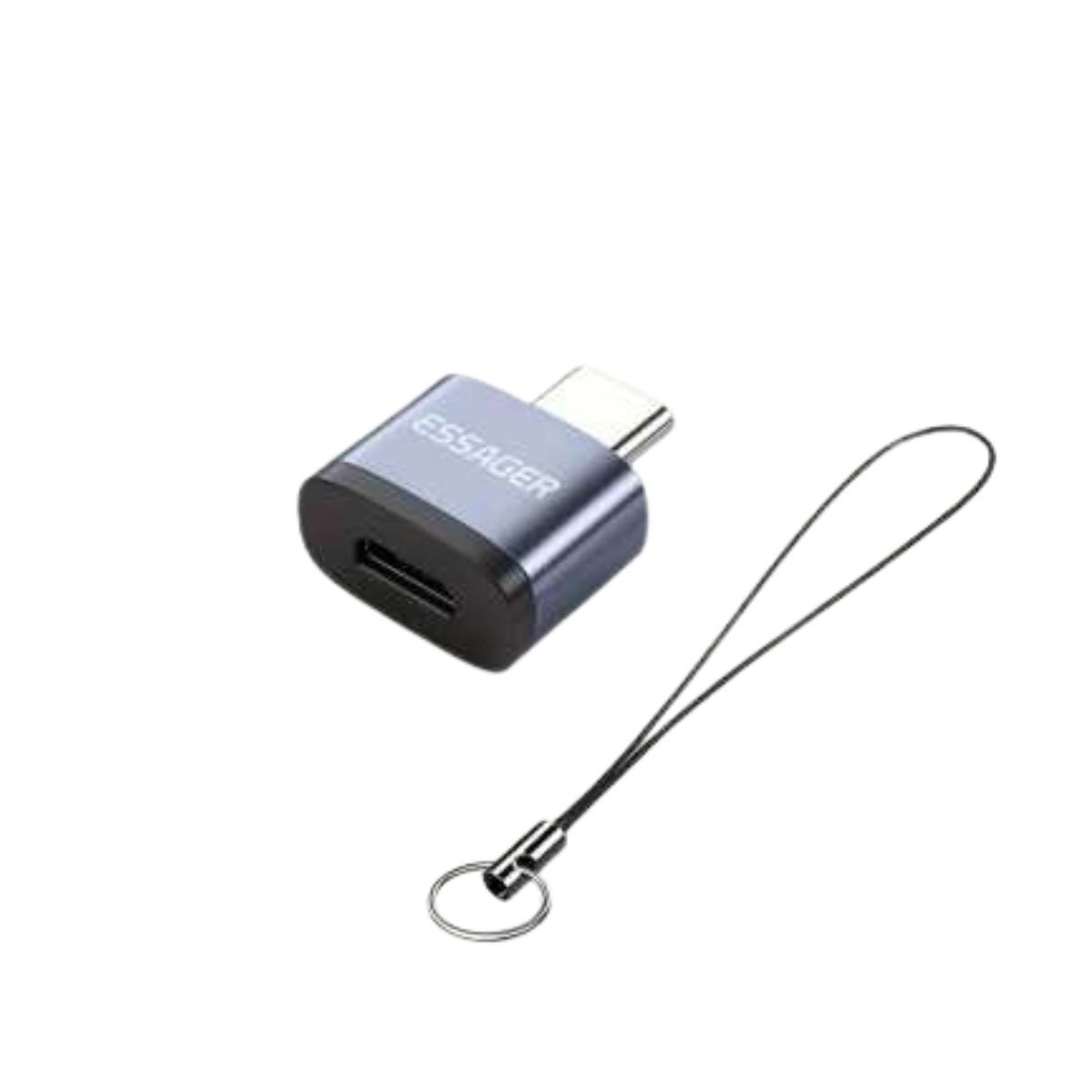 ESSAGER - Adaptador Essager Micro USB  HEMBRA A USB C MACHO con colgante