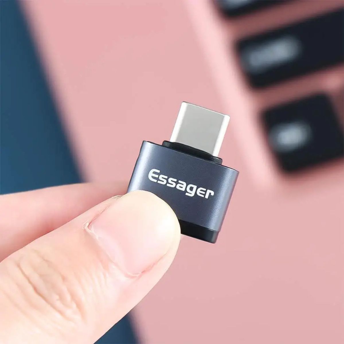ESSAGER - Adaptador Essager Micro USB  HEMBRA A USB C MACHO con colgante