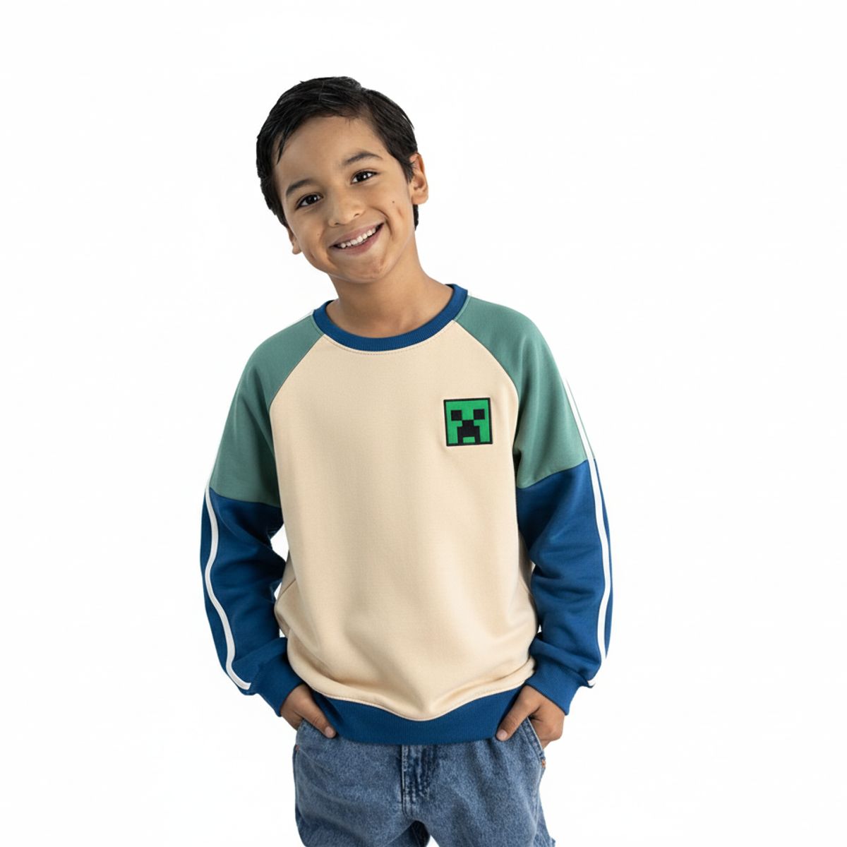MICROSOFT - POLERA MODA MINECRAFT ACERO NIÑO