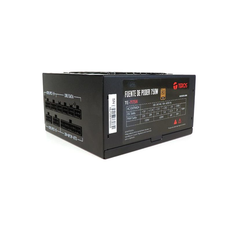 TEROS - Fuente De Alimentación Teros Te-7175 Atx 750W 80 Plus Gold Para Sistemas Eficientes Y Esta