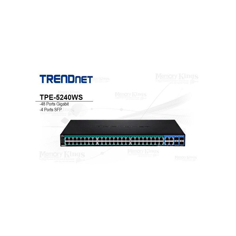 TRENDNET - Switch Gigabit De 52 Puertos Poe+ Trendnet Tpe-5240Ws, Alto Rendimiento Y Gestión Intelige