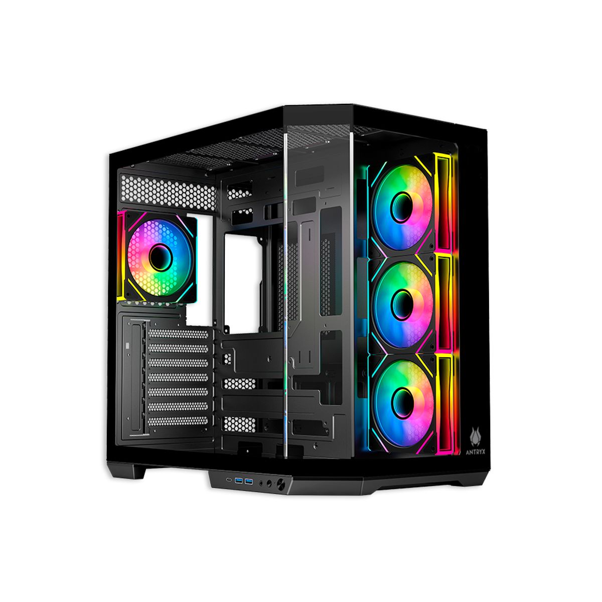 ANTRYX - Case Mid Tower Antryx Fx-800 Argb 4Fan Capacidad De Ventilación Negro
