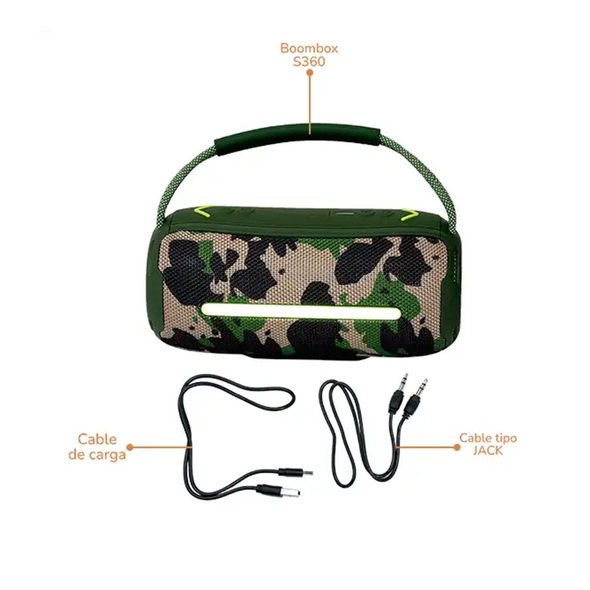 GENERICO - Parlante BOOMBOX 360° Con luz RGB