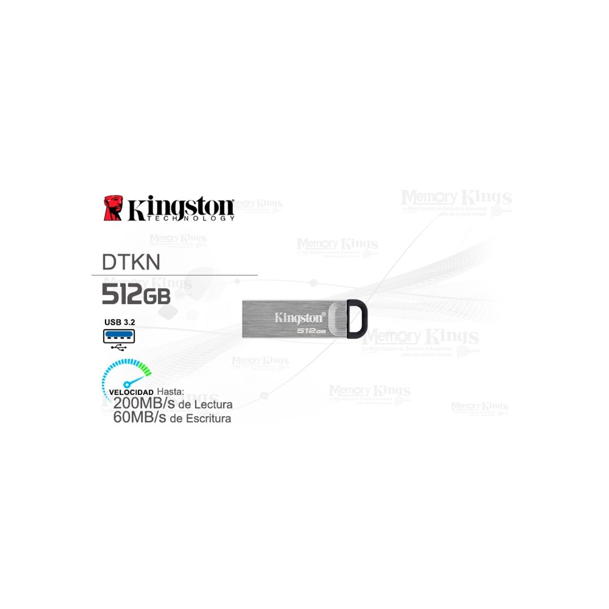 KINGSTON - Memoria Usb Kingston Kyson 512Gb Metal Silver - Almacenamiento Rápido Y Elegante