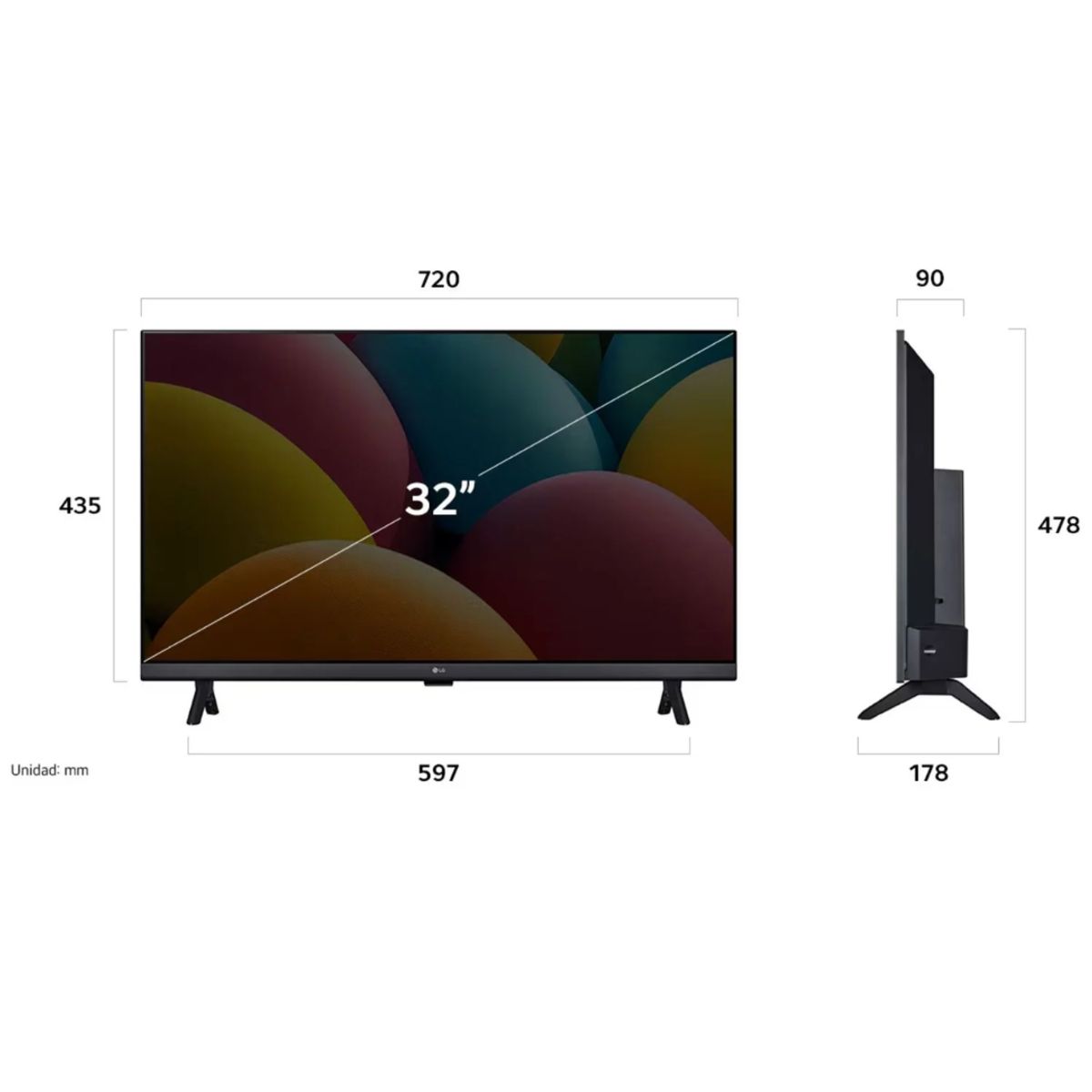 LG - Televisor LG 32 LED Smart TV HD con Thinq AI 32LQ600BPSA + Antena Digital