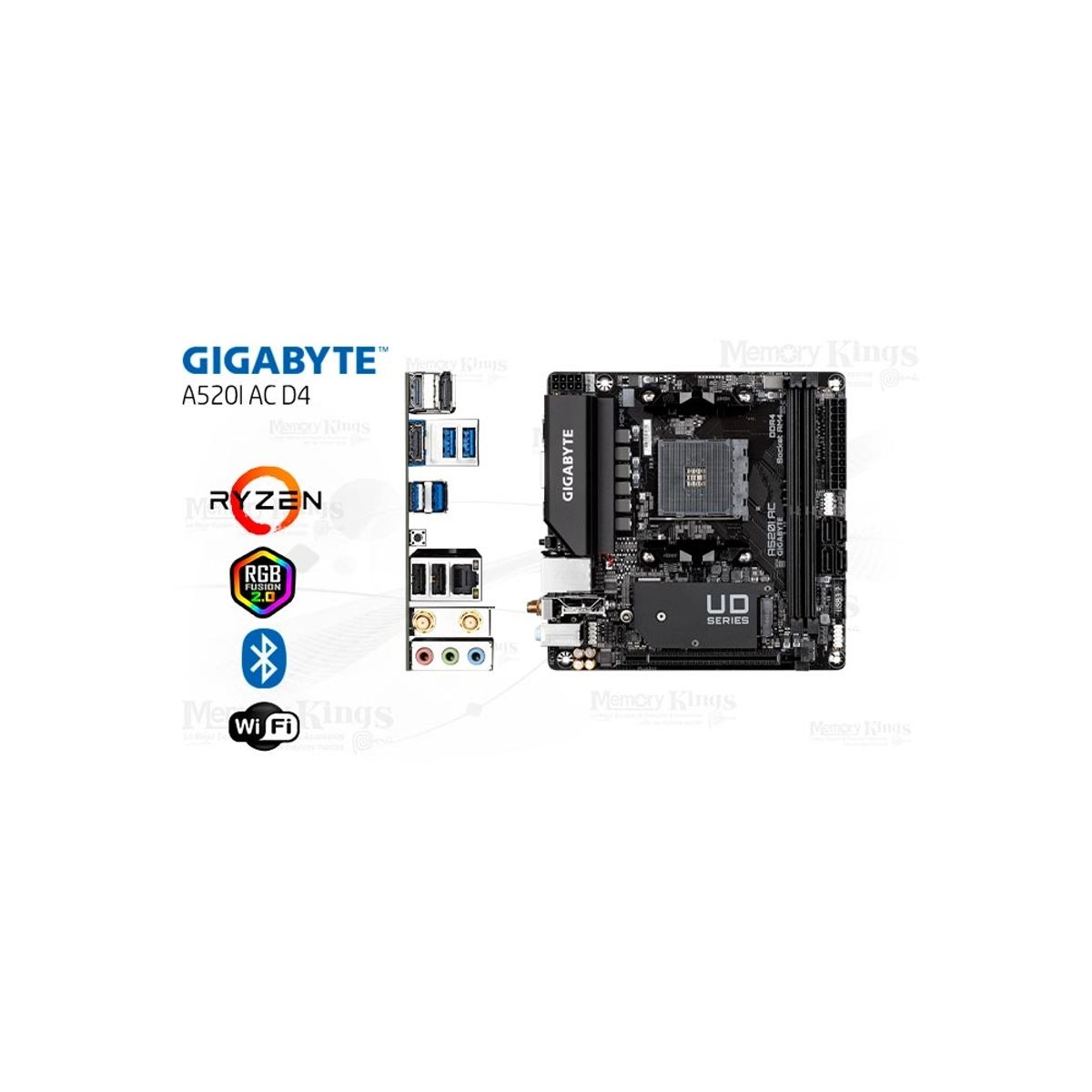 GIGABYTE - Placa Base Gigabyte A520I Ac Wifi D4 Mini Itx Am4 Para Rendimiento Y Conectividad Avanzada