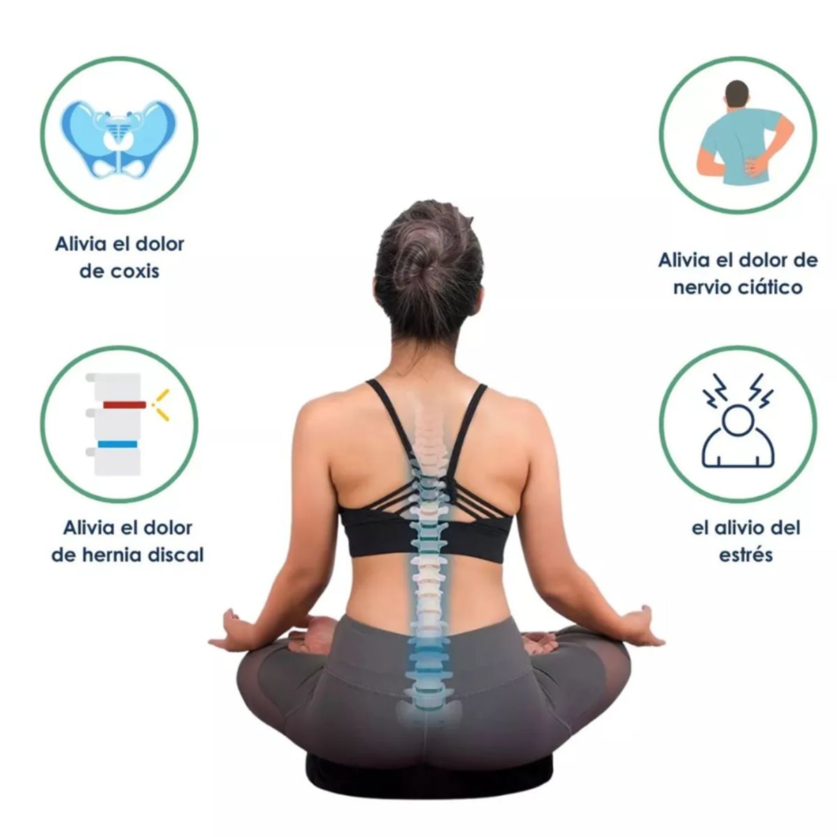 GENERICO - Cojín de Asiento Ortopédico Viscoelástico y Gel con Funda