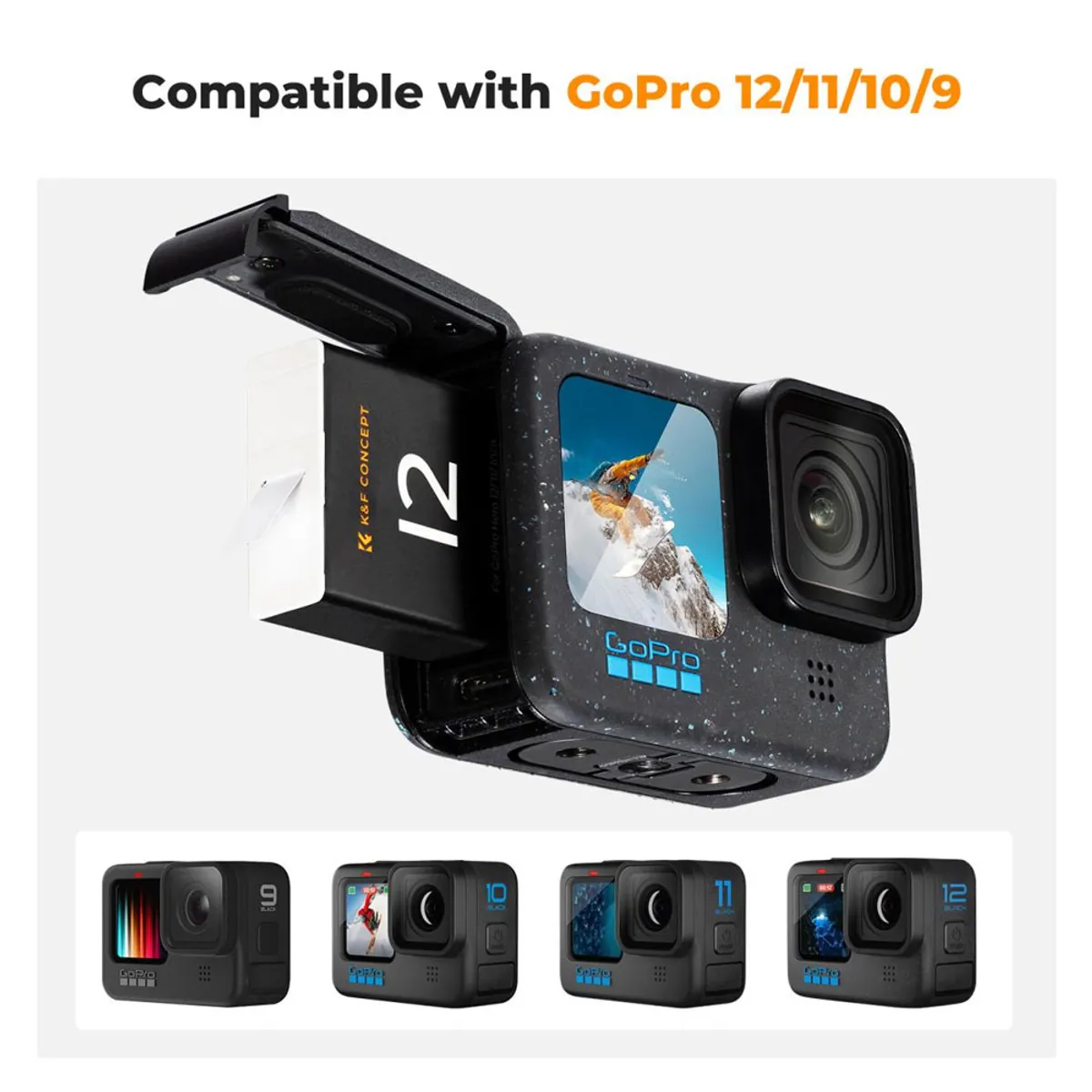 K&F CONCEPT - Cargador Triple K&F Concept + 3 Baterias Gopro12/11/10/9 KF28.0032v1