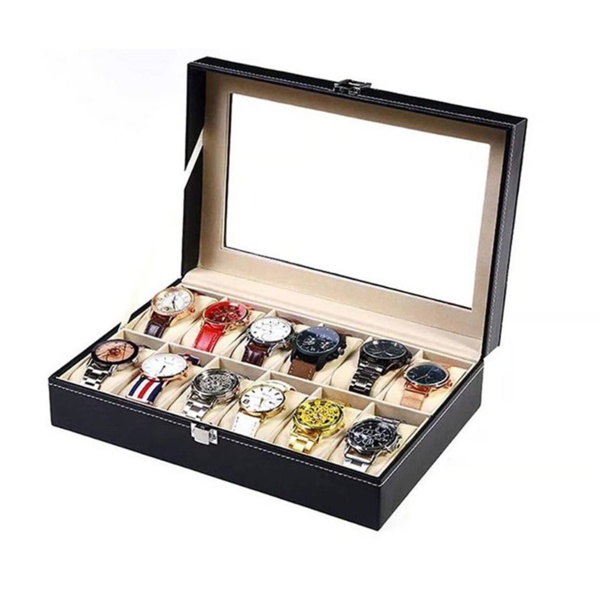 GENERICO - Porta Relojes Pulseras de Lujo Elegante 12 Compartimientos