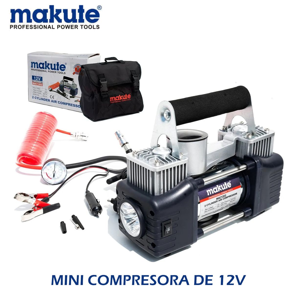 MAKUTE - COMPRESOR DE AIRE PORTATIL DE 12 V