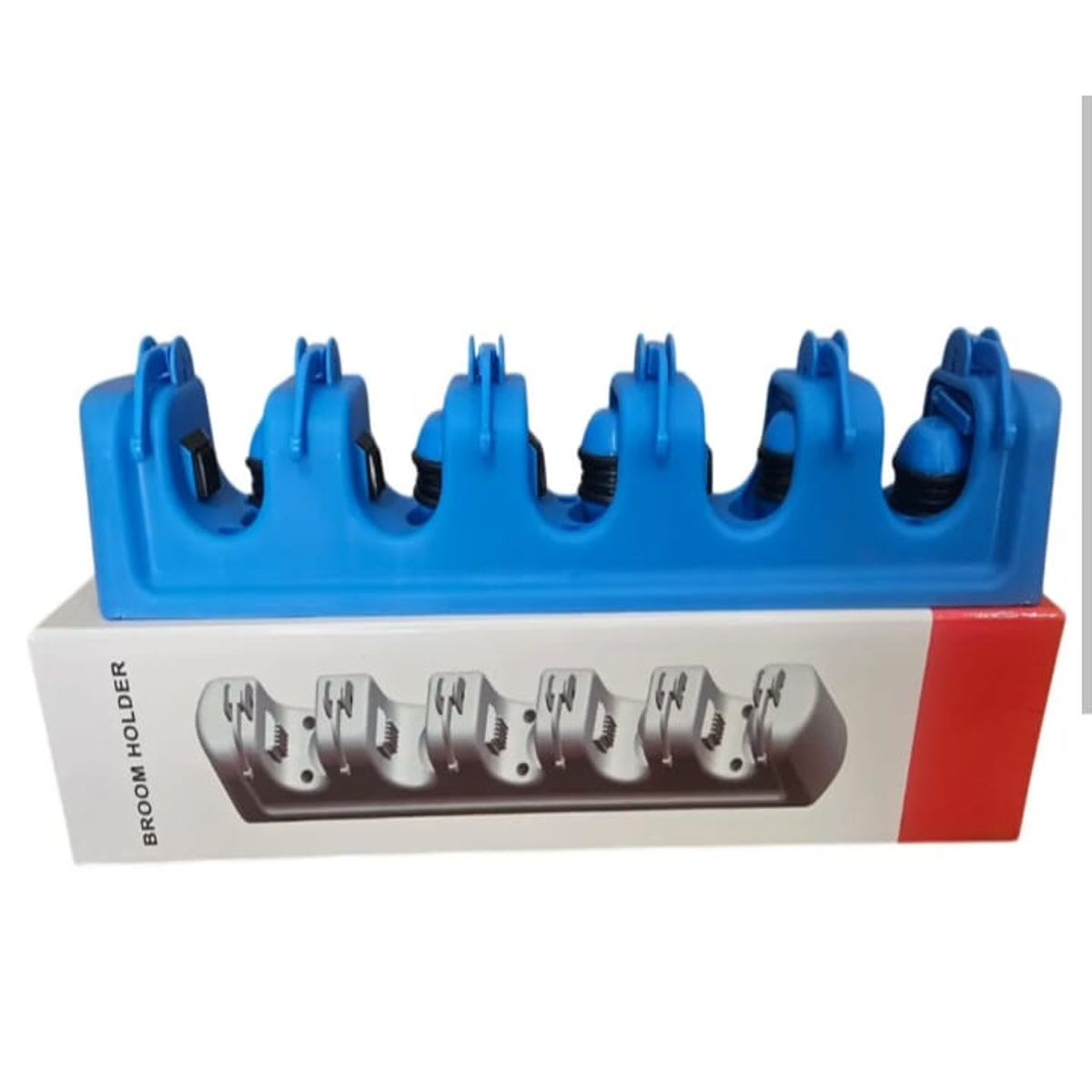 GENERICO - SOPORTE ORGANIZADOR COLGADOR PARA ESCOBAS AZUL