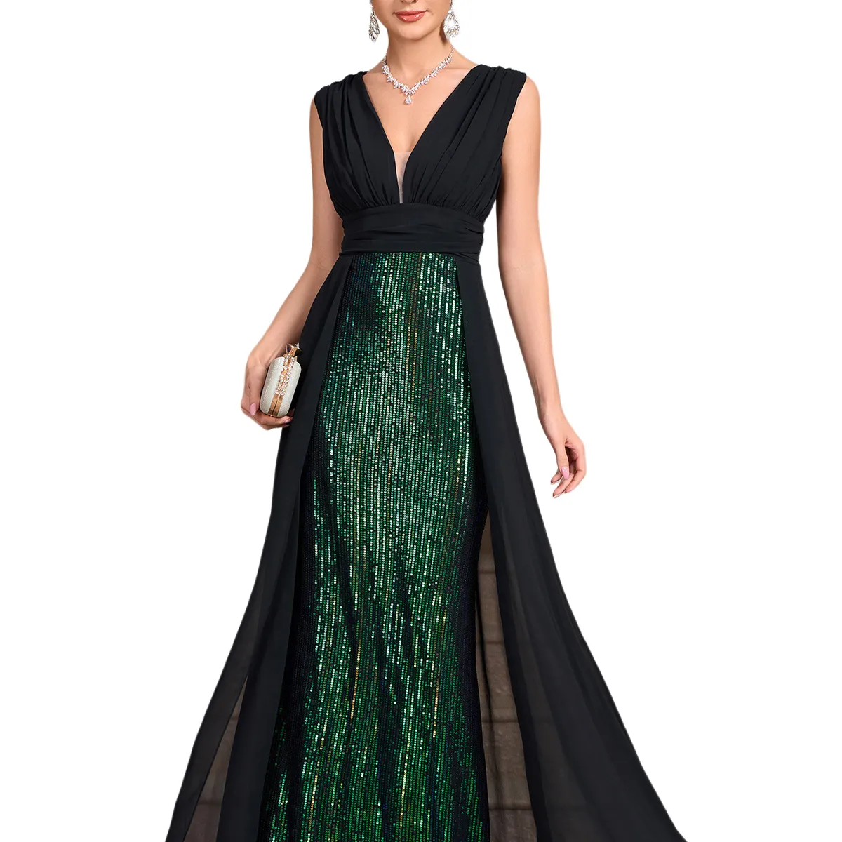 BLWOENS - Vestido de noche para mujers - Verde