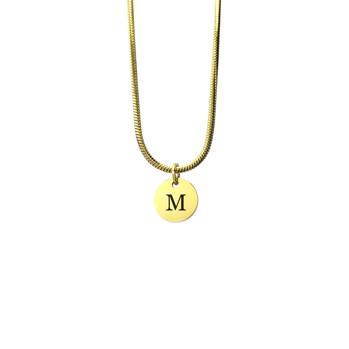 GENERICO - Collar Inicial Letra M Enchapado en Oro 18K Cadena Cola de Ratón para mujer