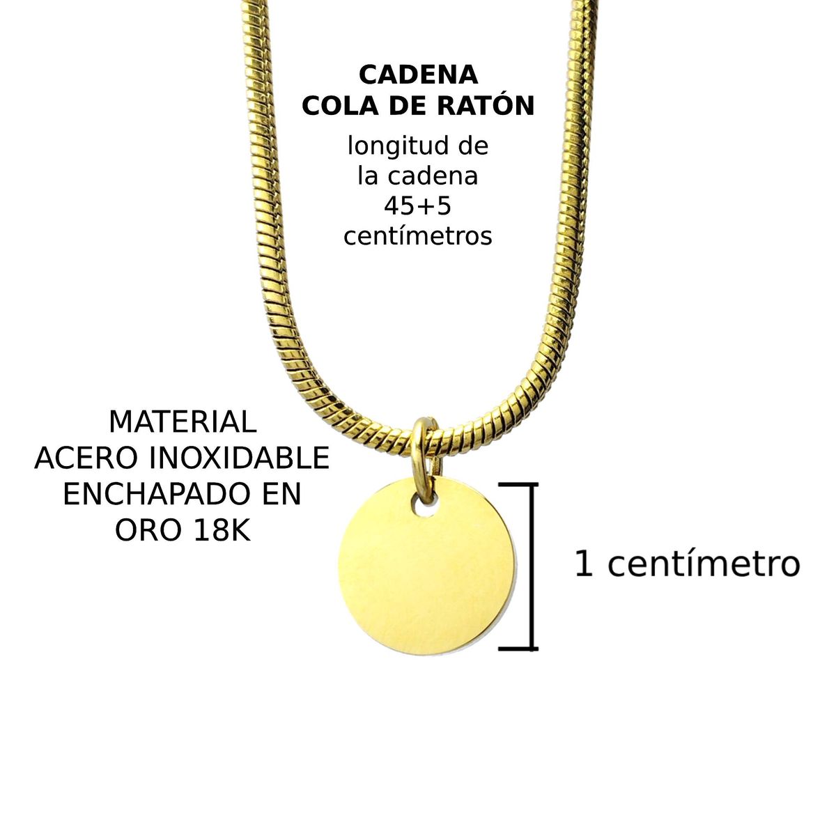 GENERICO - Collar Inicial Letra M Enchapado en Oro 18K Cadena Cola de Ratón para mujer