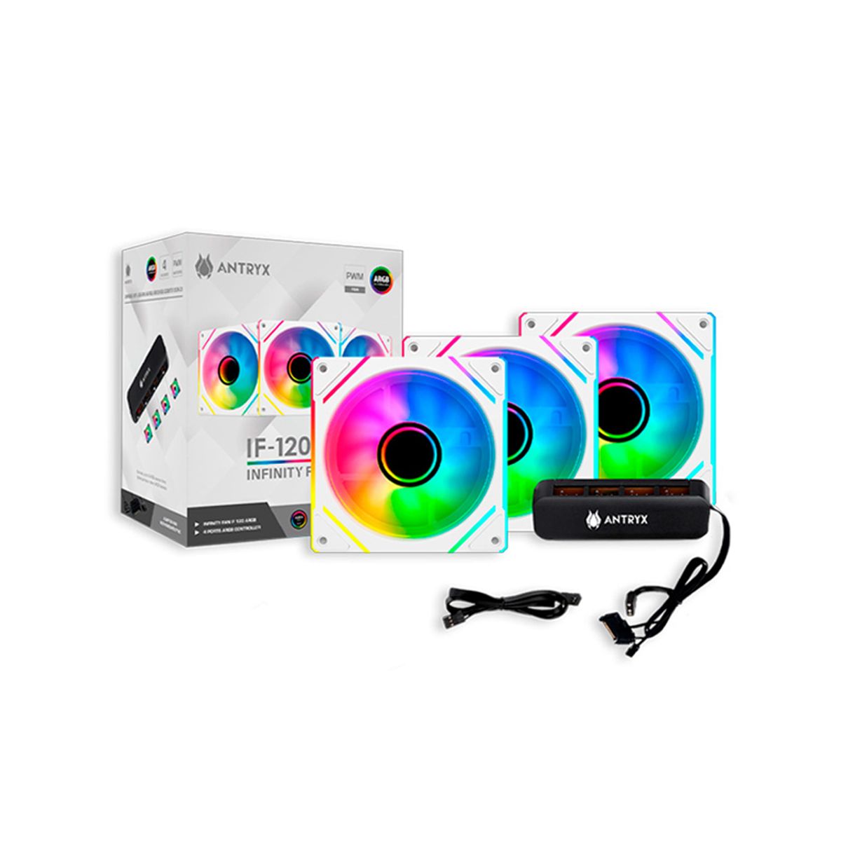 ANTRYX - Ventilador Argb Antryx Infinity If-120 De 120Mm - Kit 3 En 1 Para Refrigeración Eficiente