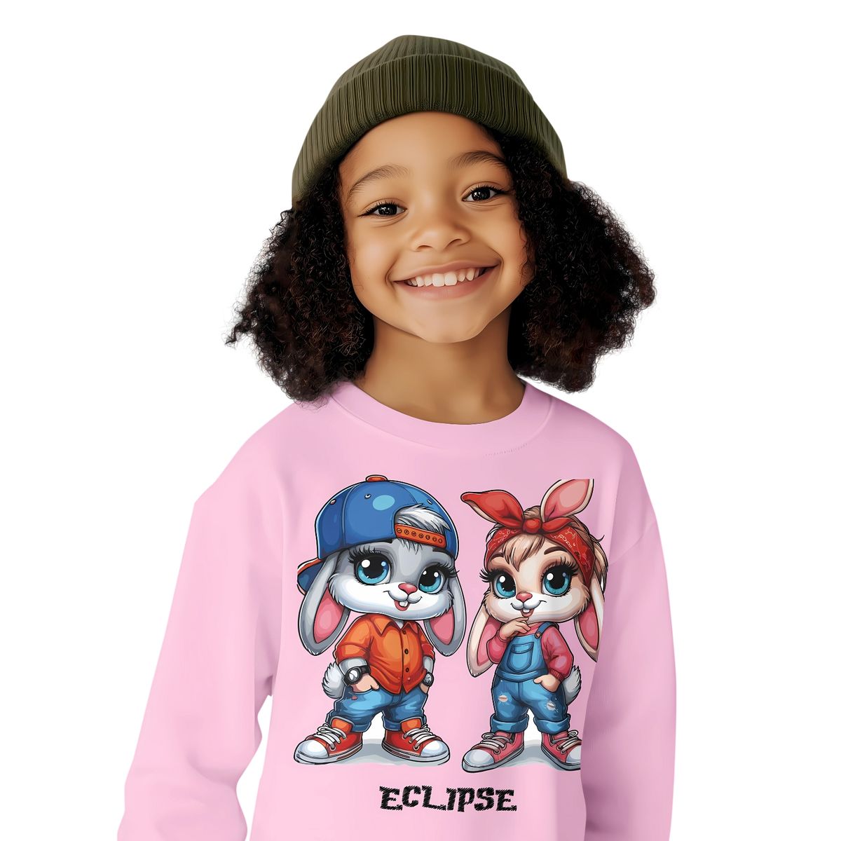 GENERICO - poleras niña franelado rosado Kawaii Conejitos