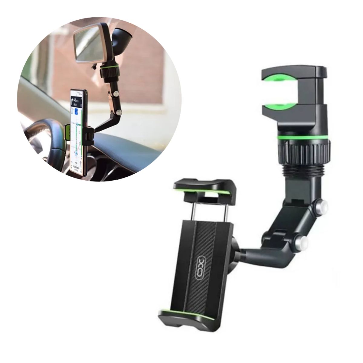 XO - Soporte de Celular para Retrovisor de Auto con Giro 360°