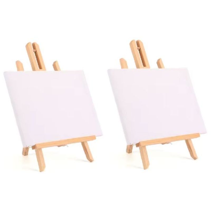 GENERICO - Pack x2  2 Lienzo con 2 Caballete 20 cm x 24 cm