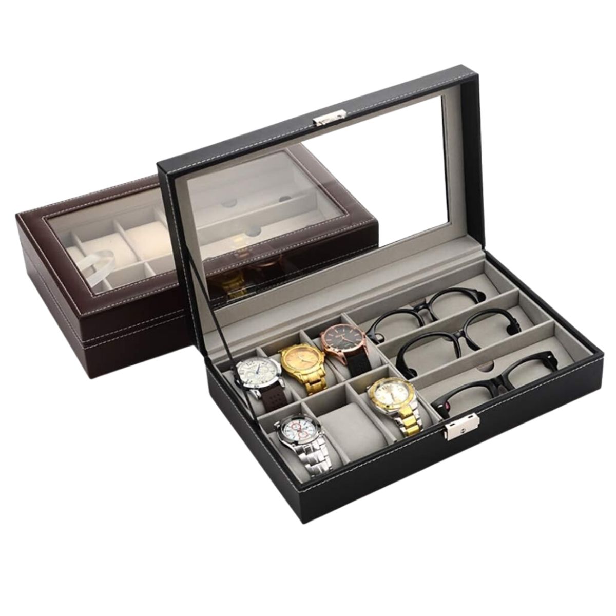 INSPIRA - Caja Organizadora para Relojes y Lentes 9 Compartimientos